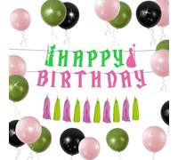Pink Goes Good With Green Party Banner Strega Tema Decorazioni Strega Palloncino Rosa Verde Banner Per Compleanno Forniture