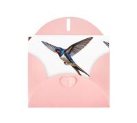 Pink HYTTER - Biglietto di auguri per Natale, compleanni e anniversari, motivo: rondini volanti con ali