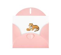 Pink HYTTER - Biglietto di auguri per Natale, compleanni e anniversari, motivo: tigre che mangia pane