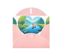 Pink HYTTER Love Puppy Walking by the Lake Prints, biglietto di auguri per Natale, compleanni e anniversari