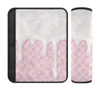 Pink Ice Cream Plaid Checked 2 Pack cintura di sicurezza Cuscino Stop cintura di sicurezza taglio nel collo per Van funda para cinturón de carro