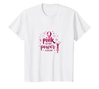 Pink Is My Power - Supporto per la sensibilizzazione al Cancro al Seno Maglietta, Bambini, Bianco, 8 Anni