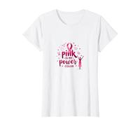 Pink Is My Power - Supporto per la sensibilizzazione al Cancro al Seno Maglietta, Donna, Bianco, L