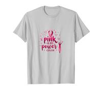 Pink Is My Power - Supporto per la sensibilizzazione al Cancro al Seno Maglietta, Uomo, Argento, M