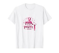Pink Is My Power - Supporto per la sensibilizzazione al Cancro al Seno Maglietta, Uomo, Bianco, M