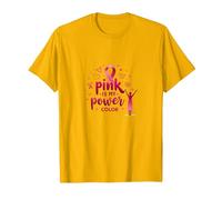 Pink Is My Power - Supporto per la sensibilizzazione al Cancro al Seno Maglietta, Uomo, Oro Brillante, M