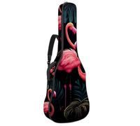 Pink Jungle - Custodia per chitarra acustica con 2 tasche, tracolla regolabile e gancio posteriore, adatta per chitarre elettriche, bassi e chitarre classiche, Fenicotteri rosa della giungla,