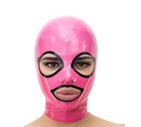Pink Latex Full Face Hood Masquerade Party Cosplay Kostüme Kit Für Männer Frauen Öffnen Augen Mund Kopfbedeckung Accessori, Alles Schwarz,L