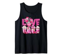 Pink Latte Buffalo Plaid GNOME Love Valentines Coffee Canotta