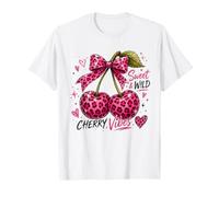Pink Leopard Cherry Vibes Sweet & Wild Fruit Fun Maglietta