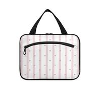 Pink Line Spots Hanging Large Hanging Travel Toiletry Bag con gancio, Designer Essentials kit Bag per i viaggiatori che viaggiano maletín para maquillaje L