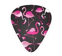 Pink Love Heart Flamingo Celluloide Plettri Plettri per Chitarra Basso Ukulele 0.46mm/0.71mm/0.96mm (Confezione da 12)