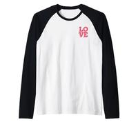 Pink Love Minimalistic Typography Pocket Design Maglia con Maniche Raglan
