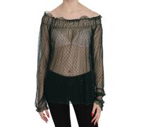 PINK MEMORIES Green Mesh See Through Long Sleeve Top Blouse - IT40|S