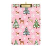 Pink Merry Christmas Bear and Rabbit Dots A4 flip clipboard bordo rigido per donne legali allenatori di basket dimensioni 9 x 12