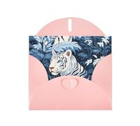 Pink MJHKXLJ - Biglietto di auguri con stampa di tigre bianca come la neve, busta inclusa, perfetto per Natale, compleanni, San Valentino, matrimoni e molto altro ancora