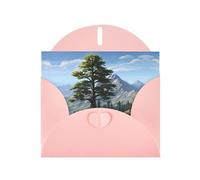 Pink MJHKXLJ - Biglietto di auguri con stampa perlata con cervo e pino montano, busta inclusa, perfetto per Natale, compleanni, San Valentino, matrimoni e molto altro ancora