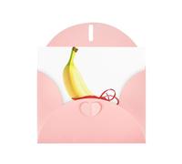 Pink MJHKXLJ - Biglietto di auguri perlato con stampa a banana senza cuore, busta inclusa, perfetto per Natale, compleanni, San Valentino, matrimoni e molto altro ancora