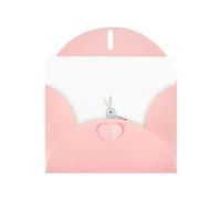 Pink MJHKXLJ - Biglietto di auguri perlato con stampa di coniglietto grigio che suona il flauto, busta inclusa, perfetto per Natale, compleanni, San Valentino, matrimoni e molto altro ancora
