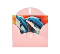 Pink MJHKXLJ - Biglietto di auguri perlato con stampa di due delfini, busta inclusa, perfetto per Natale, compleanni, San Valentino, matrimoni e molto altro ancora