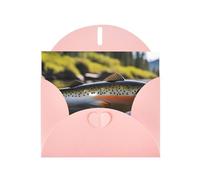 Pink MJHKXLJ Brook - Biglietto di auguri perlato con stampa di pesca alla trota, busta inclusa, perfetto per Natale, compleanni, San Valentino, matrimoni e molto altro ancora