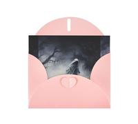 Pink MJHKXLJ Ghost by the dead tree Prints, biglietto di auguri perlato - busta inclusa, perfetto per Natale, compleanni, San Valentino, matrimoni e molto altro ancora