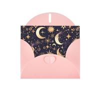 Pink MJHKXLJ Golden Stars In The Night Sky Prints, biglietto di auguri perlato con busta inclusa, perfetto per Natale, compleanni, San Valentino, matrimoni e molto altro ancora