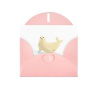 Pink MJHKXLJ Ice Skating Seal Prints, biglietto di auguri perlato - busta inclusa, perfetto per Natale, compleanni, San Valentino, matrimoni e molto altro ancora