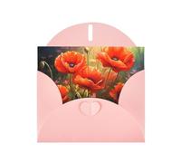Pink MJHKXLJ Poppies in Bloom Prints, biglietto di auguri perlato - busta inclusa, perfetto per Natale, compleanni, San Valentino, matrimoni e molto altro ancora