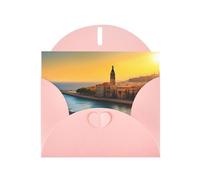Pink MJHKXLJ Sunset in Barcelona Prints, biglietto di auguri perlato con busta inclusa, perfetto per Natale, compleanni, San Valentino, matrimoni e molto altro ancora