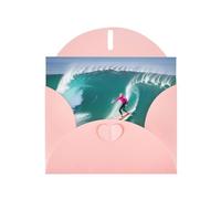 Pink MJHKXLJ Surfer People Prints, biglietto di auguri perlato - busta inclusa, perfetto per Natale, compleanni, San Valentino, matrimoni e molto altro ancora