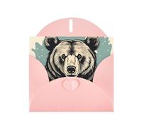 Pink MJHKXLJ Wildlife - Biglietto di auguri perlato con stampa di orsetto disegnato a mano, busta inclusa, perfetto per Natale, compleanni, San Valentino, matrimoni e molto altro ancora
