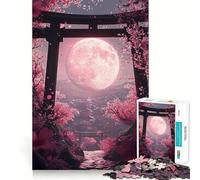 Pink Moon & Cherry Blossoms Puzzle da 1000 pezzi per adolescenti Gioco di puzzle per la mente Calma la mente Qualità Edge Regalo di Natale (50x75cm)