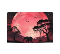 Pink Moon Elephant Banner Party Decor Sfondo Bandiera Festa di Compleanno Fotografia Sfondo Decorazione Banner e Segnali Decorazione da Parete Banner Feste Forniture Bomboniere 180 x 119 cm