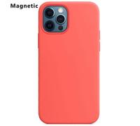 (Pink, Multicolor) For iPhone 12 Pro Max Compatible with MagSafe Liquid Silicone Phone Back Cover (No Logo) - Dark Purp