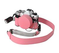 (Pink, Multicolor) For Olympus OM-5 Leather Camera Case Half Body Cover with Lens Cap and Shoulder Strap - Khaki