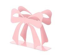 Pink Napkin Holder - Cute Decorative Tissue Stand for Dining Setup | Metal Frame with Stable Base Design, Bow Vintage Table Organizer for Kitchen Bedroom Desktop Bathroom Use Home Party Decor