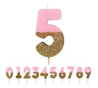 Talking Tables Candela Torta Compleanno Numero 5 Decorazione, Cera, Rosa Glitterato
