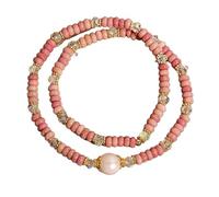 Pink Opal Abacus Bead Double-Circle Bracelet for Women Stackable Jewelry | Pink Opal Beads, Double-circle Design, Stackable, Hypoallergenic,