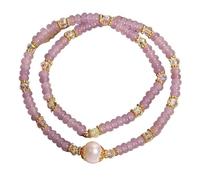 Pink Opal Abacus Bead Double-Circle Bracelet for Women Stackable Jewelry | Pink Opal Beads, Double-circle Design, Stackable, Hypoallergenic,