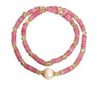 Pink Opal Abacus Bead Double-Circle Bracelet for Women Stackable Jewelry | Pink Opal Beads, Double-circle Design, Stackable, Hypoallergenic,