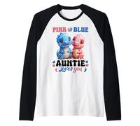 Pink Or Blue Auntie Loves You T-Rex Dinosaur Gender Reveal Maglia con Maniche Raglan
