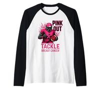 Pink out Tackle Breast Cancer Awareness American Football Maglia con Maniche Raglan