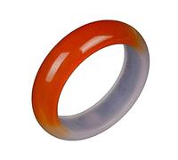 Pink Palm Braccialetto da donna in giada, stile vintage, mezzo giallo fluttuante, con fiore lucido e lucido, classico cinese elegante da signora in agata rossa, con scatola per gioielli, 56-62 mm (58