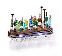 Pink Palm Portabicchieri da soffitto, portabicchieri sospeso, Altezza Regolabile da 30 a 60 cm, mobiletto Nero da Parete, Perfetto per Bar, caffetteria, Cucina