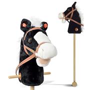 Pink Papaya Cavallo a spina, bellezza, simpatico giocattolo a forma di cavallo in peluche con funzione suono: cervello e rumore di galoppo, colore: nero con criniera bianca (40017)