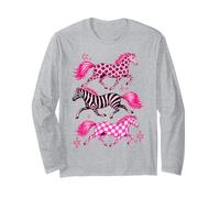 Pink Pattern Horses Western Horse Girl Leopard Zebra Maglia a Manica