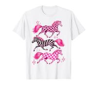 Pink Pattern Horses Western Horse Girl Leopard Zebra Maglietta