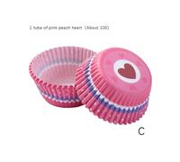 (Pink Peach Heart)Quality Paper Cupcake & Muffin Cases - 100Pcs Baking Cups