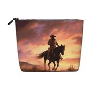 Pink Peach1 - Trousse per cosmetici da donna, organizer da viaggio portatile, con chiusura a zip, Cowboy Ovest, Taglia unica